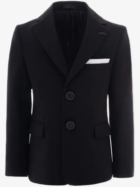 Moustache peak-lapel twill blazer