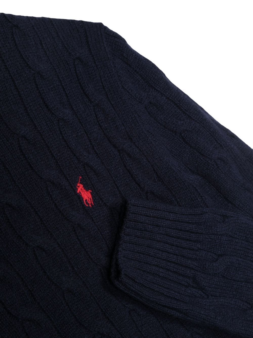 Shop Ralph Lauren Embroidered-logo Cable-knit Jumper In Blue