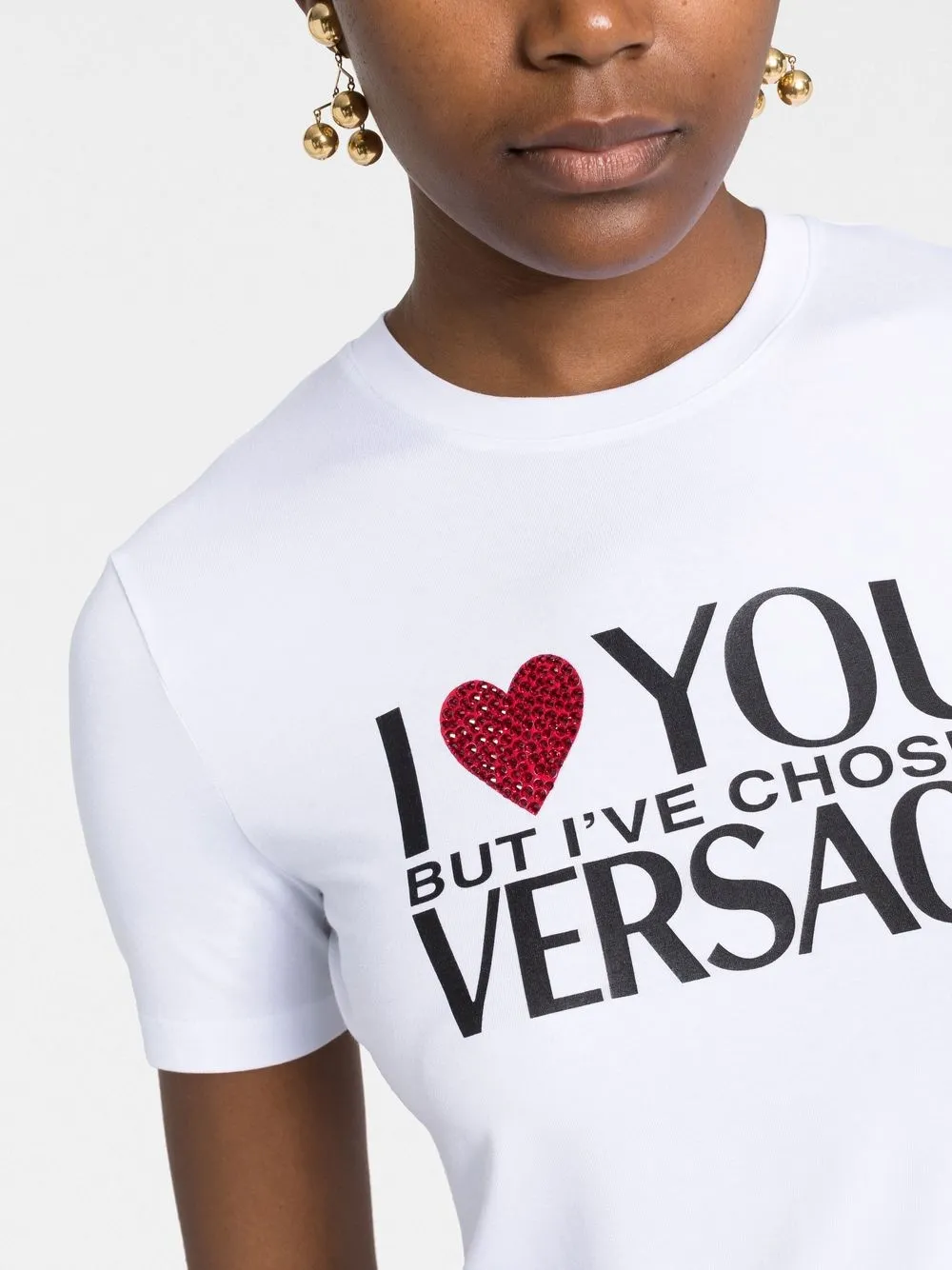 crystal-embellished slogan T-Shirt