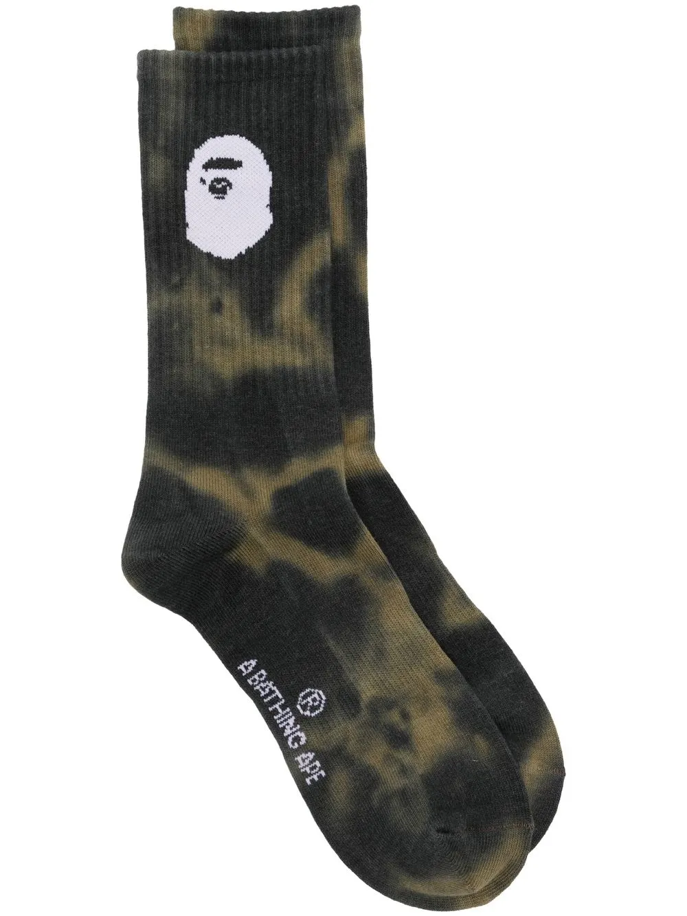 

A BATHING APE® tie-dye logo-knit socks - Green