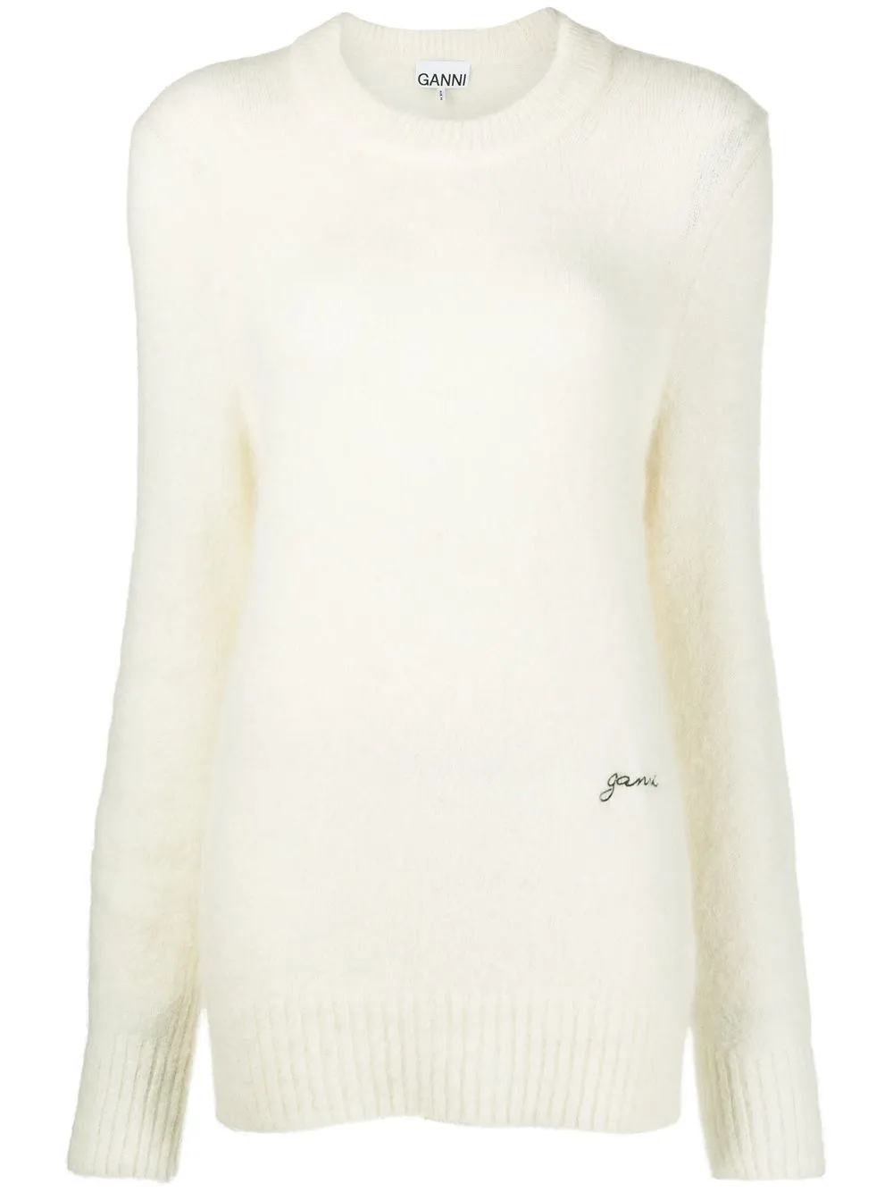 

GANNI logo-embroidered crew-neck jumper - White