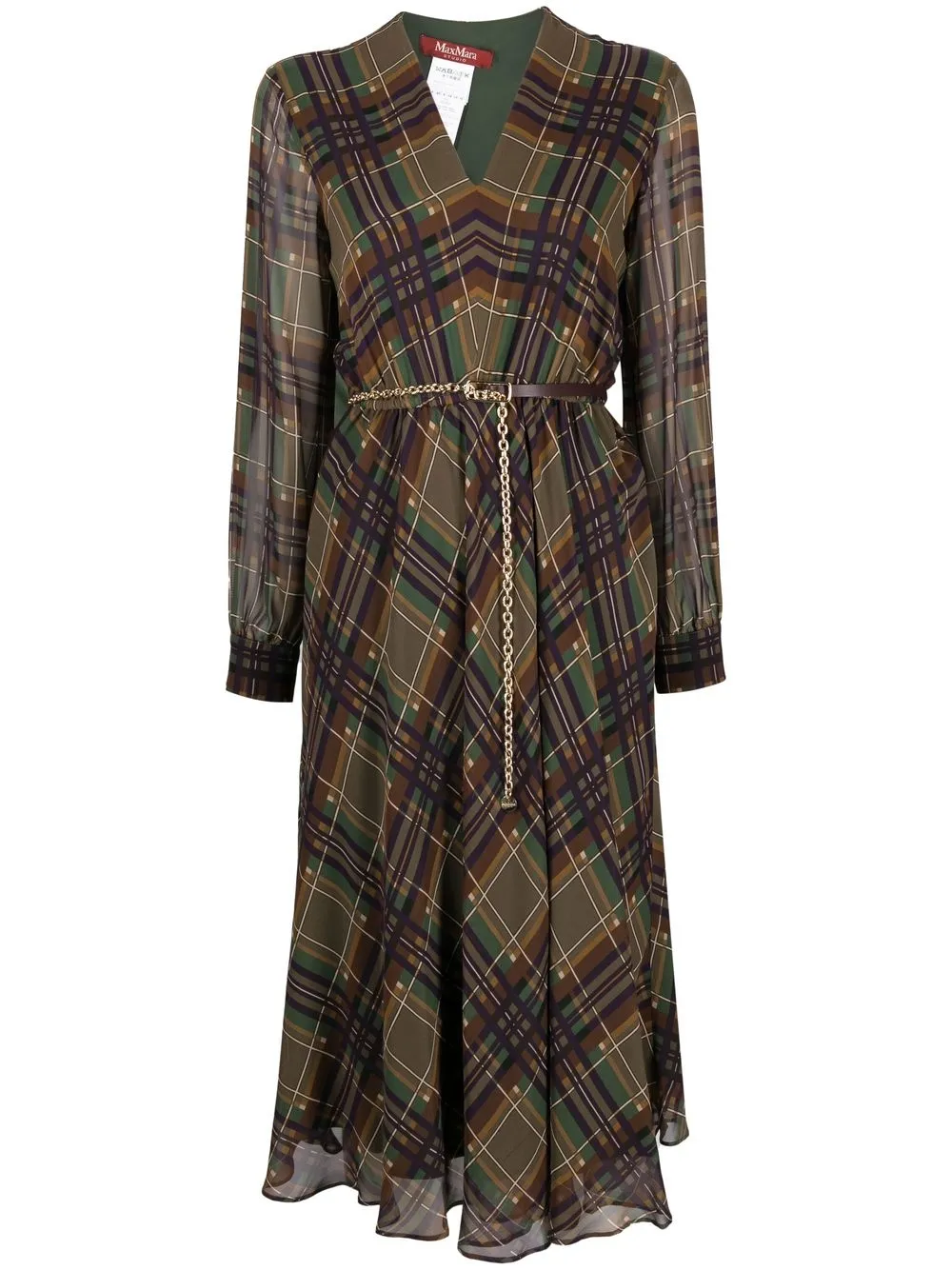 Max Mara Zijden midi-jurk Bruin