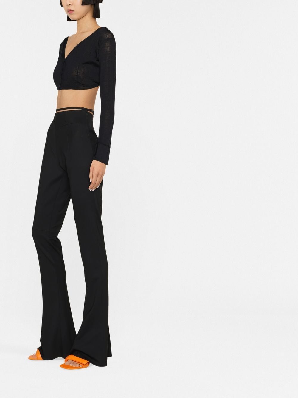 Shop Jacquemus Cropped Button-fastening Cardigan In Black