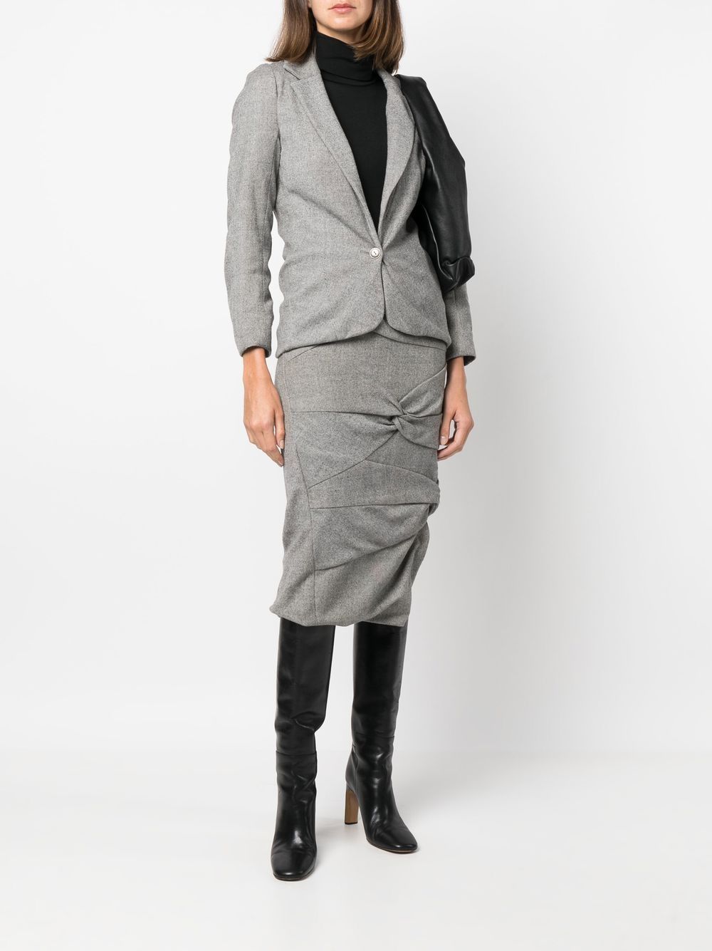Pre-owned Dior 1990s  Gathered-detailed Skirt Suit In Grey