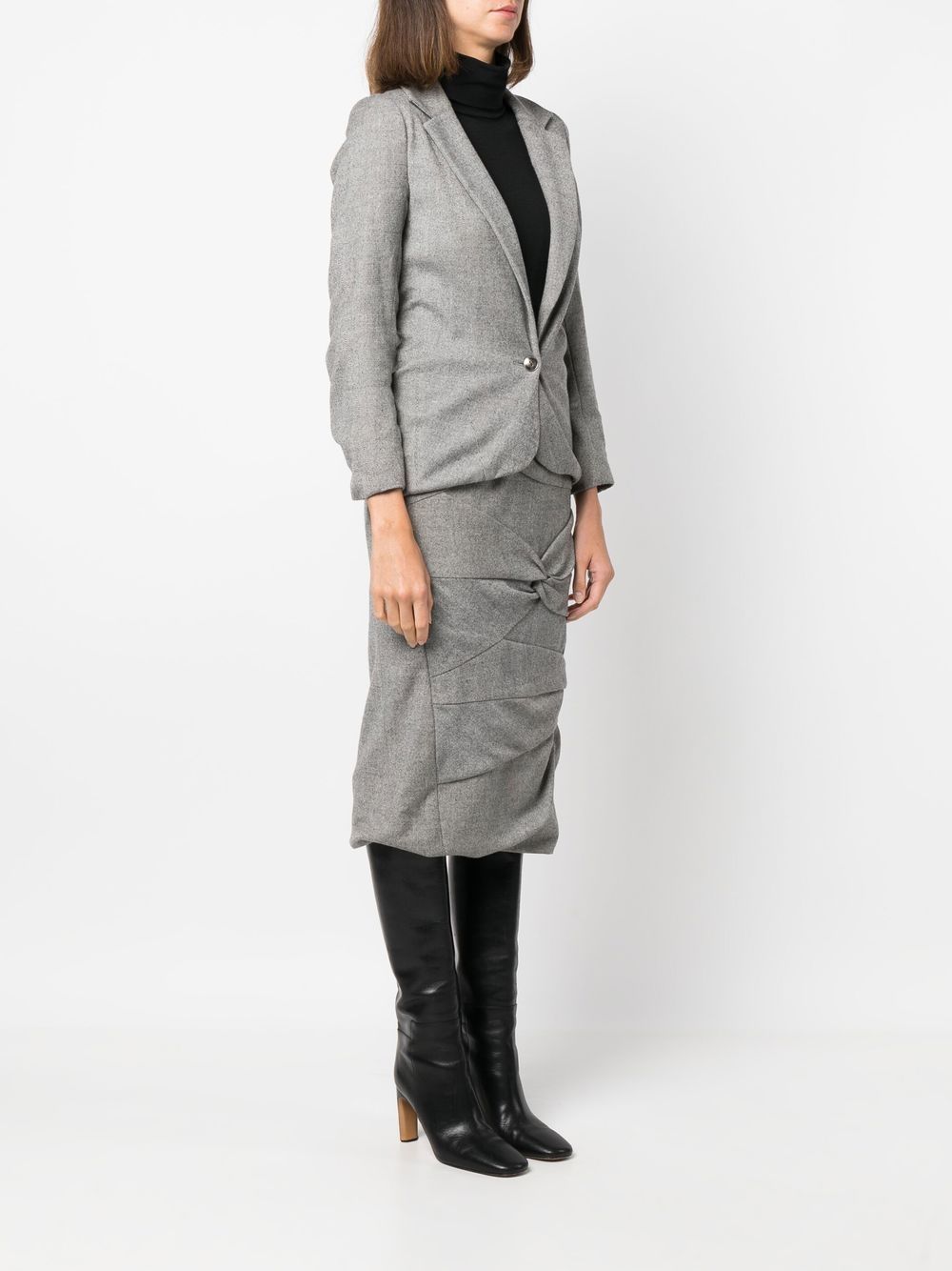 Pre-owned Dior 1990s  Gathered-detailed Skirt Suit In Grey