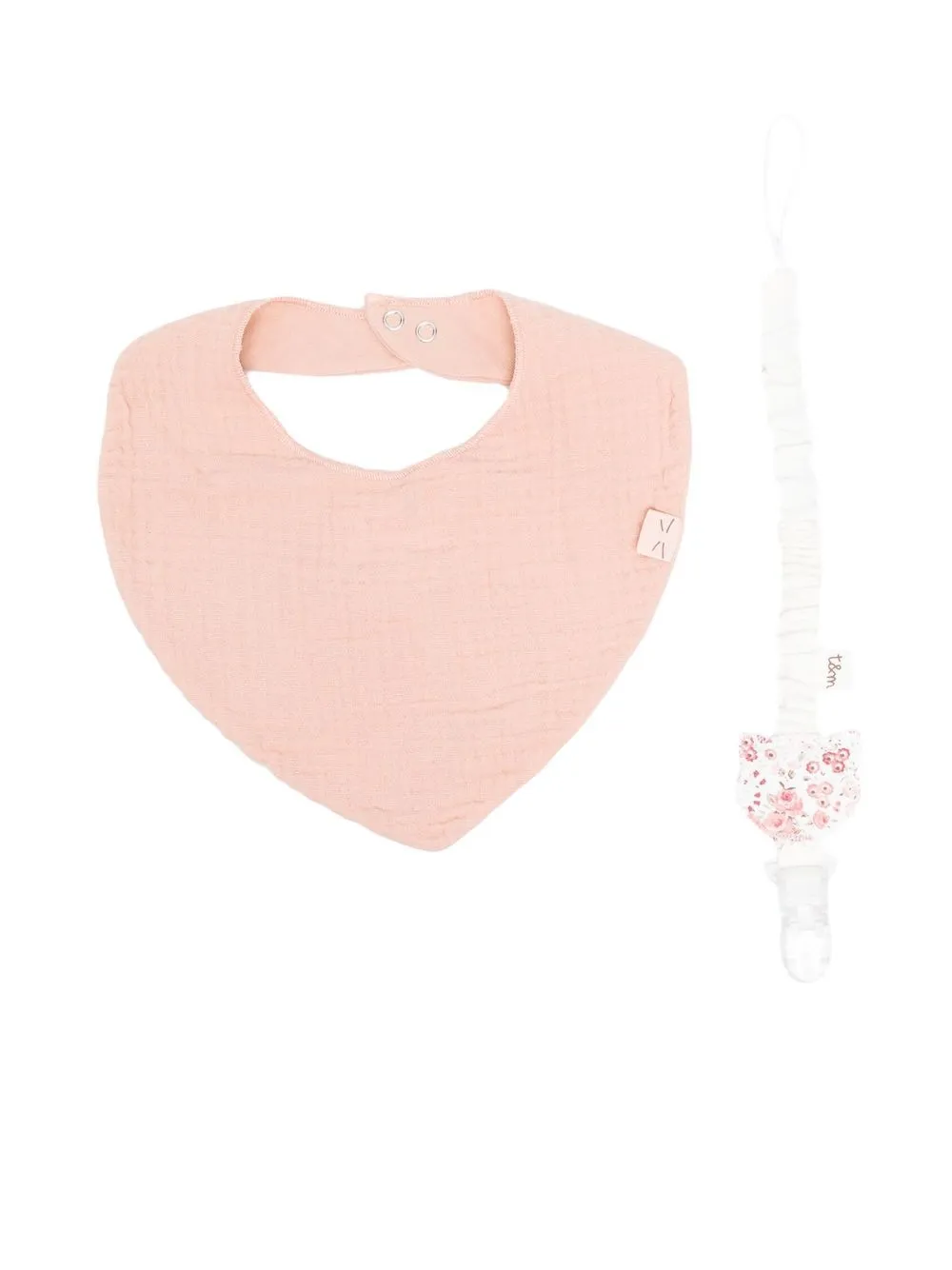 

TEDDY & MINOU bib & dummy strap set - Pink