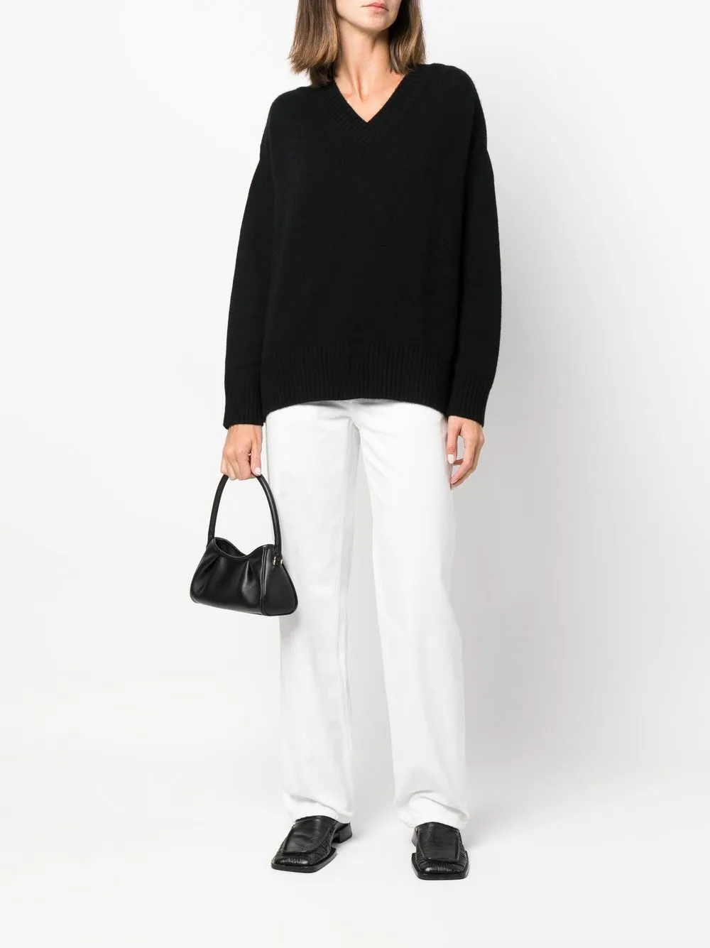 Allude V-neck Long-sleeve Jumper In Schwarz