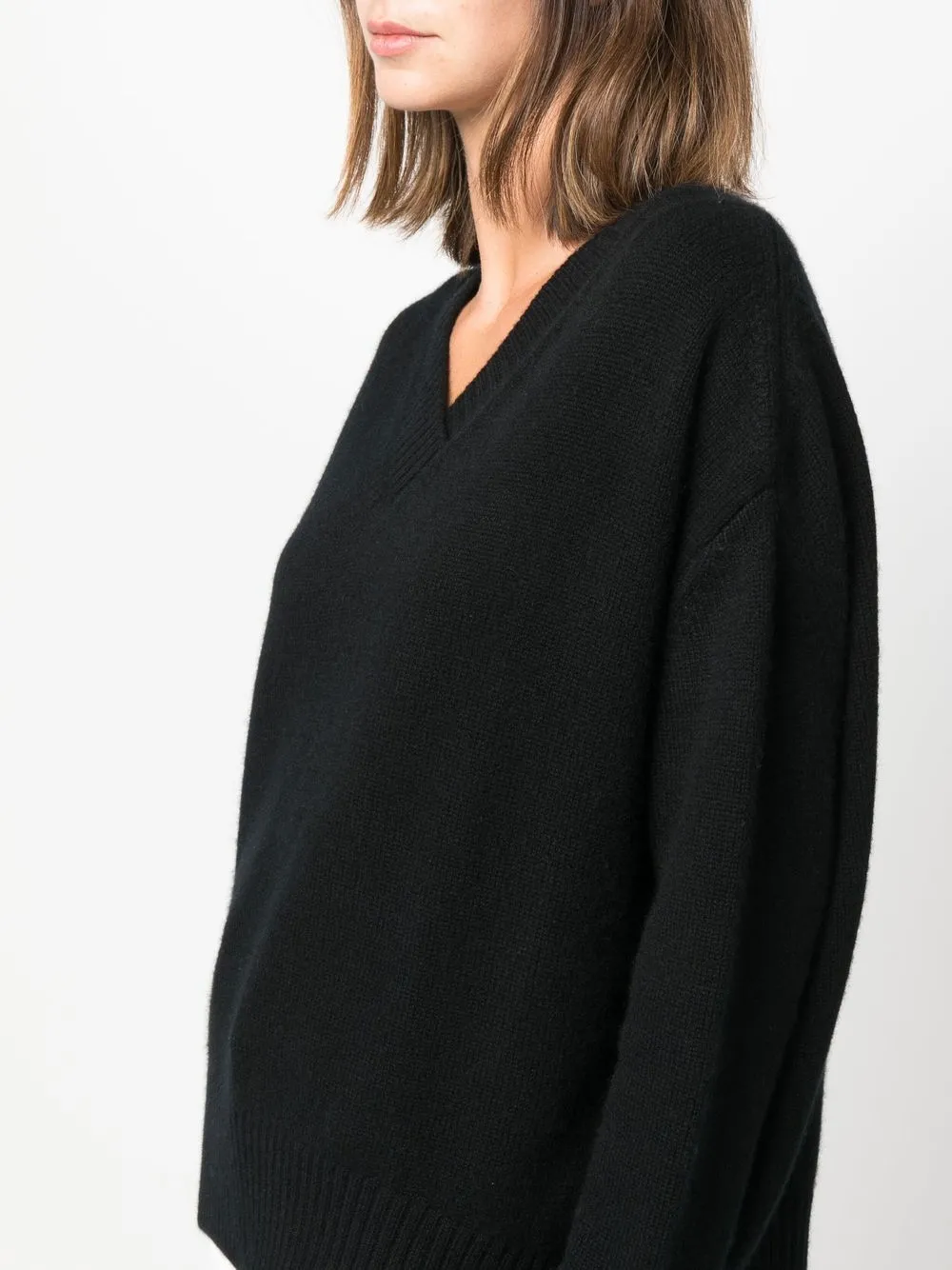 Allude V-neck Long-sleeve Jumper In Schwarz
