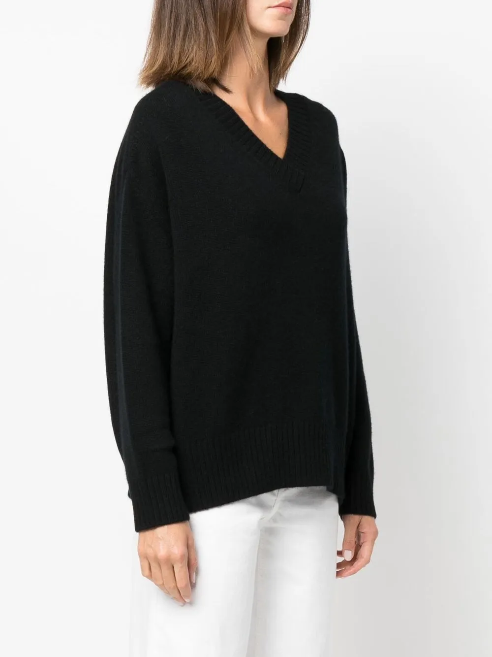 Allude V-neck Long-sleeve Jumper In Schwarz