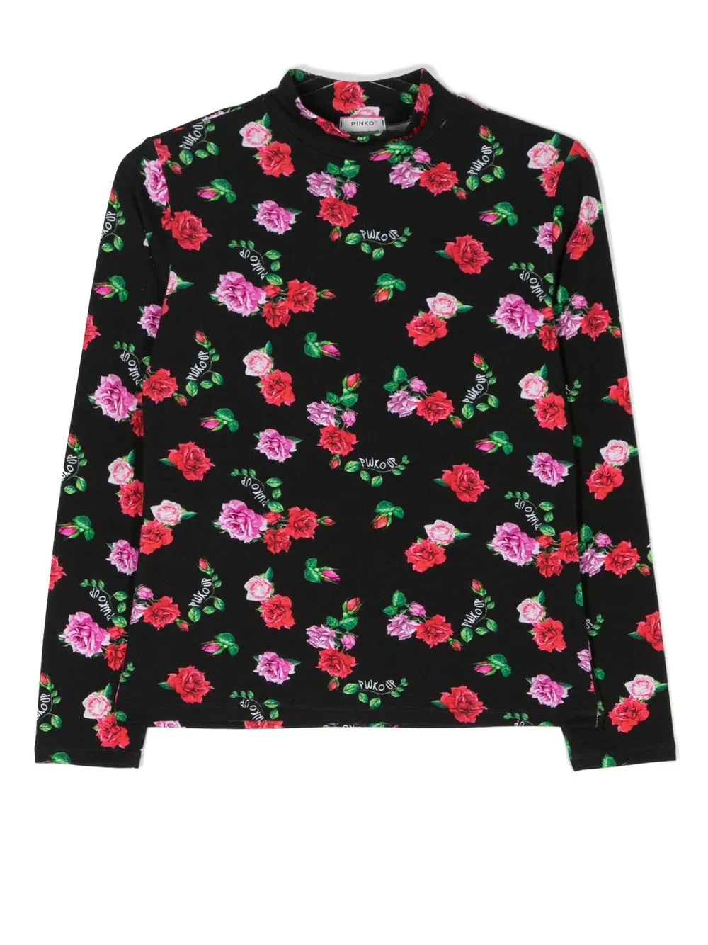 

Pinko Kids playera con estampado floral - Negro