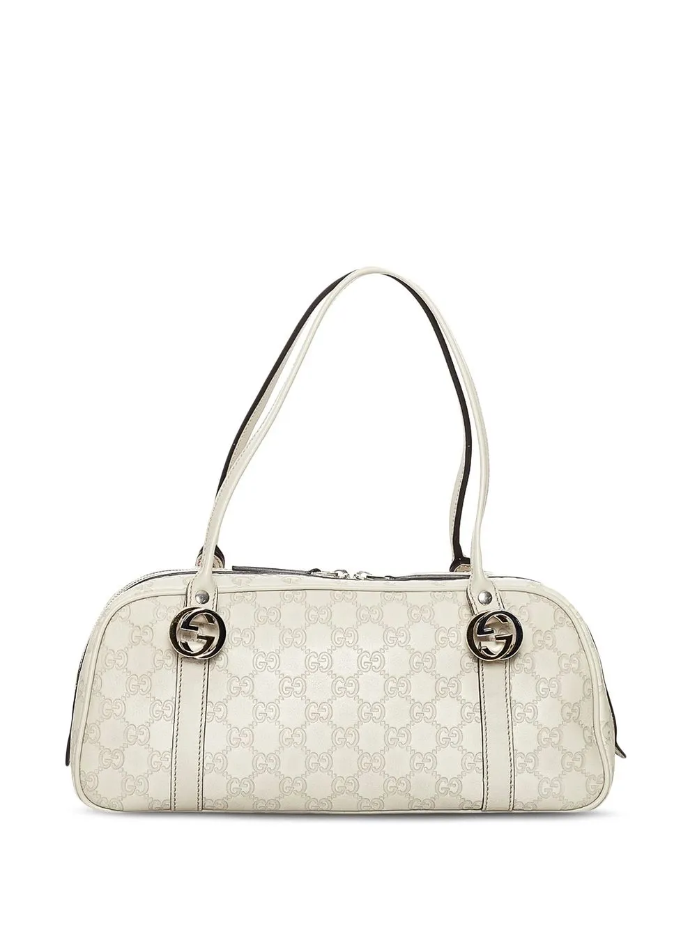 Pre-owned Gucci Ssima Twins Shoulder Bag In White