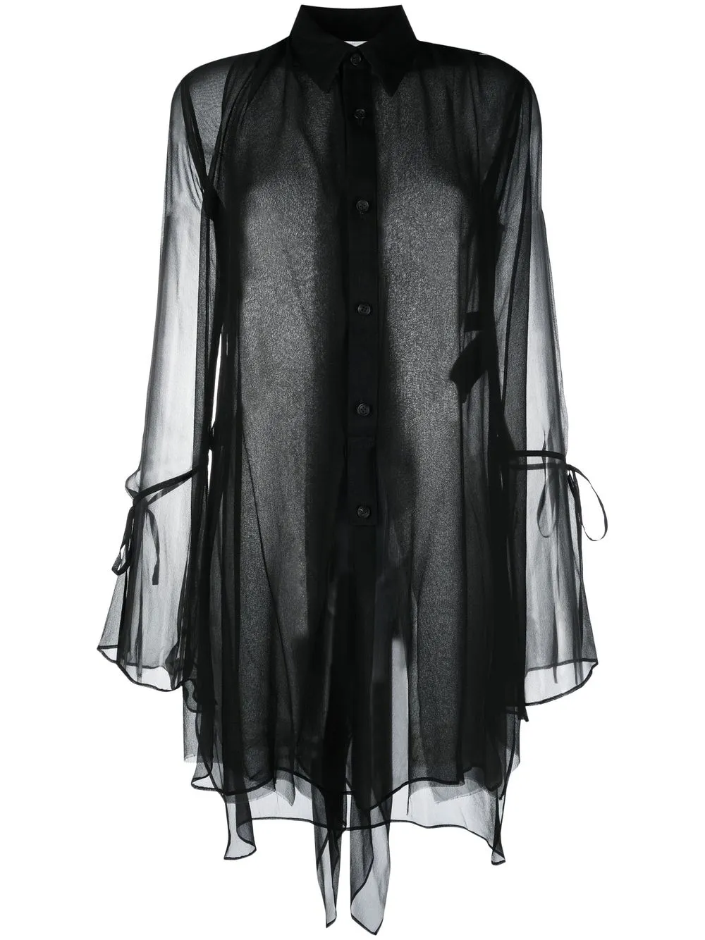 

Yohji Yamamoto camisa transparente con botones - Negro