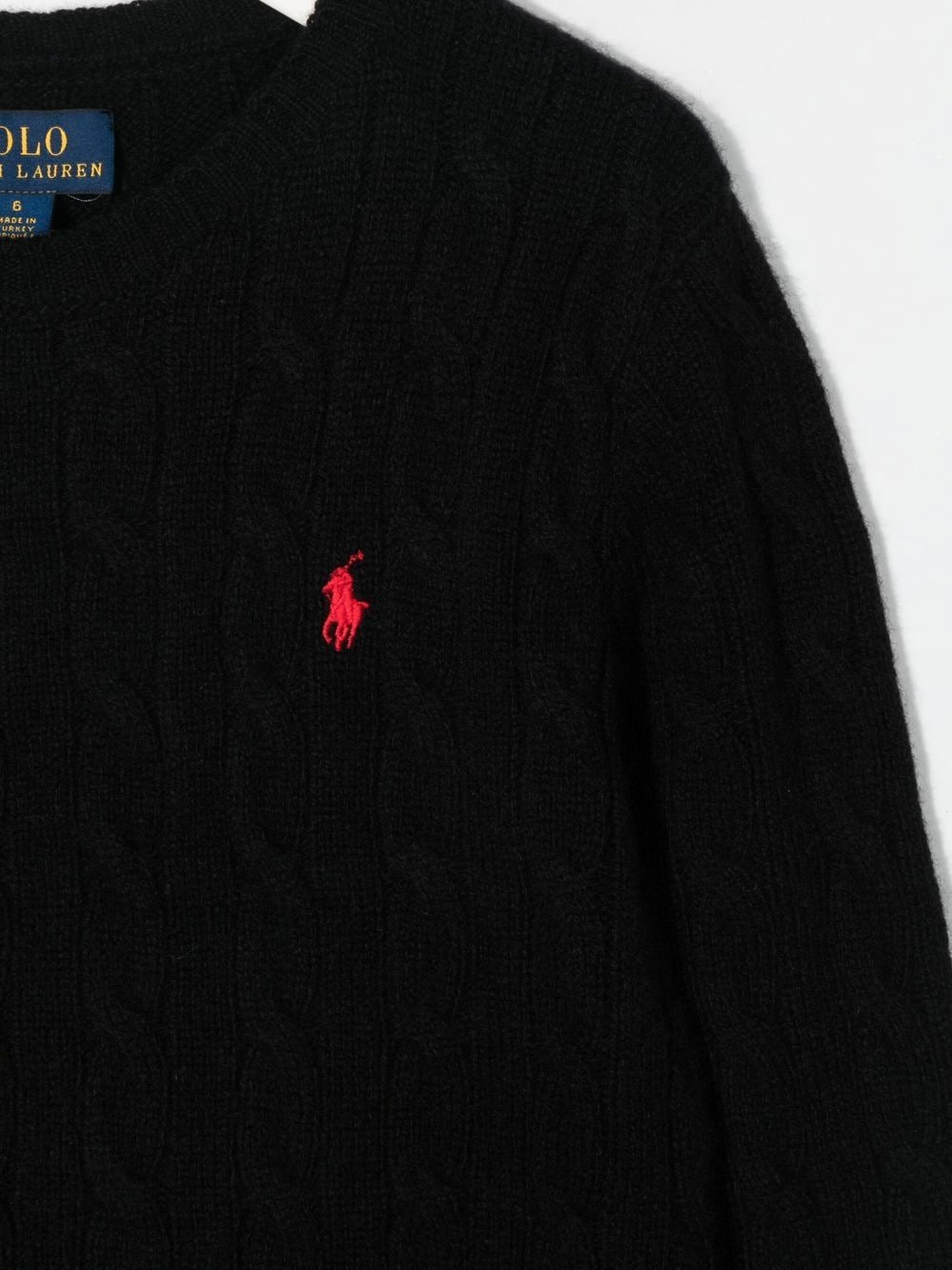 Shop Ralph Lauren Polo Pony Cable-knit Jumper In Schwarz