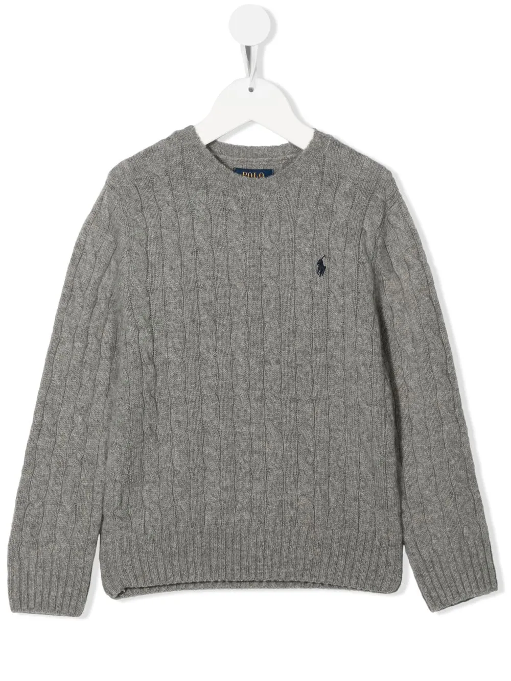 

Ralph Lauren Kids suéter en tejido de ochos con logo bordado - Gris