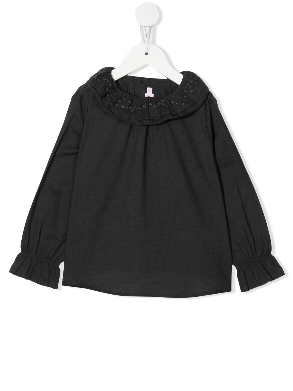 Bonpoint Floral-embroidered Long-sleeve Blouse In 灰色