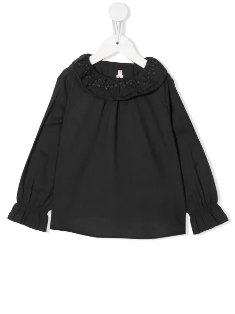 Bonpoint floral-embroidered long-sleeve blouse