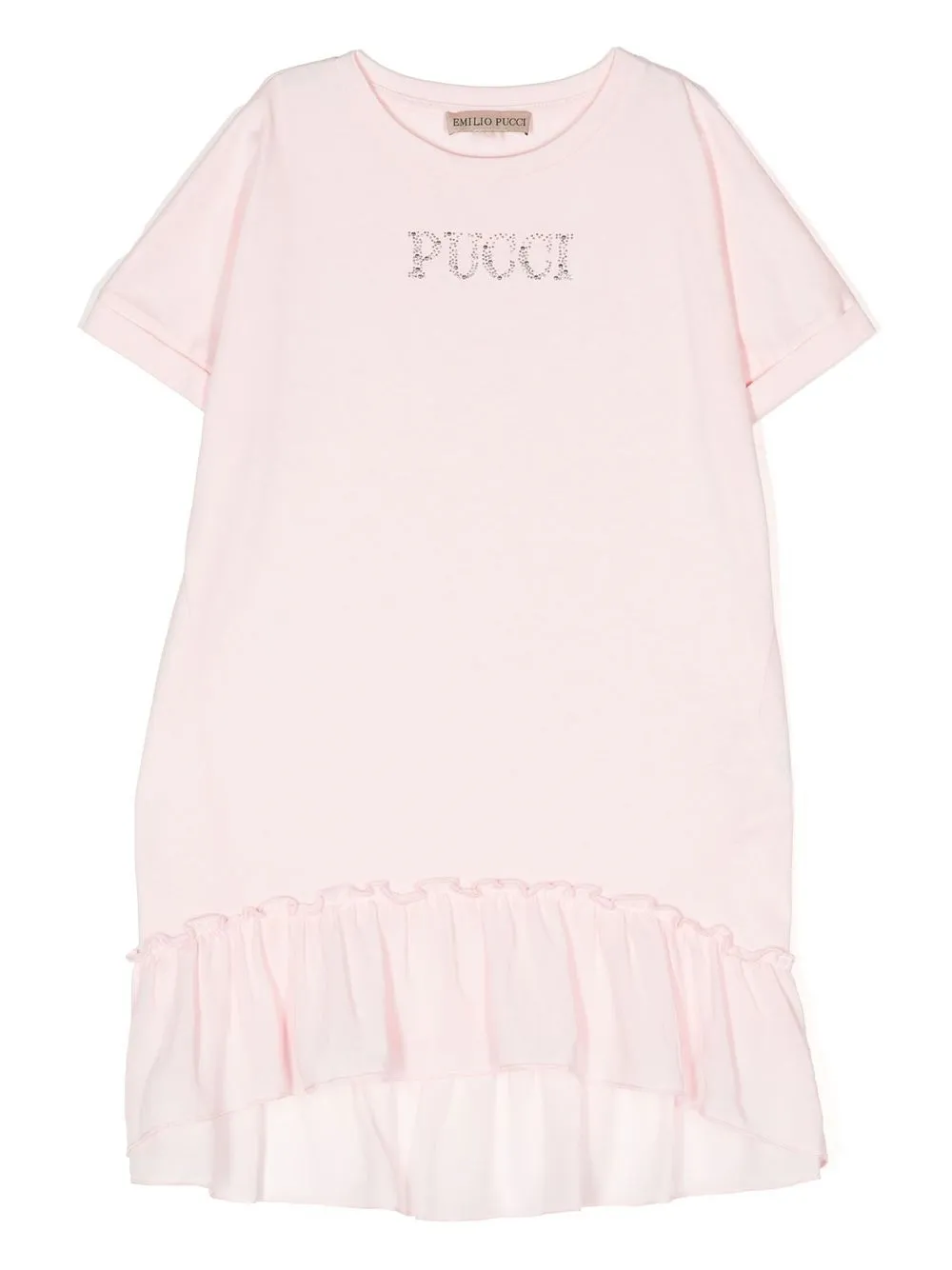 

PUCCI Junior vestido tipo playera con logo de gemas - Rosado