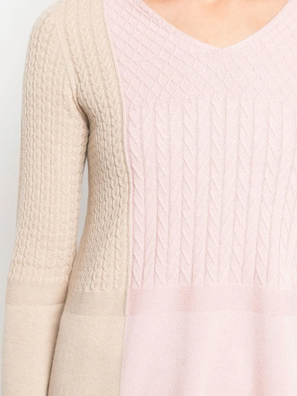 Shop D-exterior Colour-block Cable-knit Jumper In Rosa