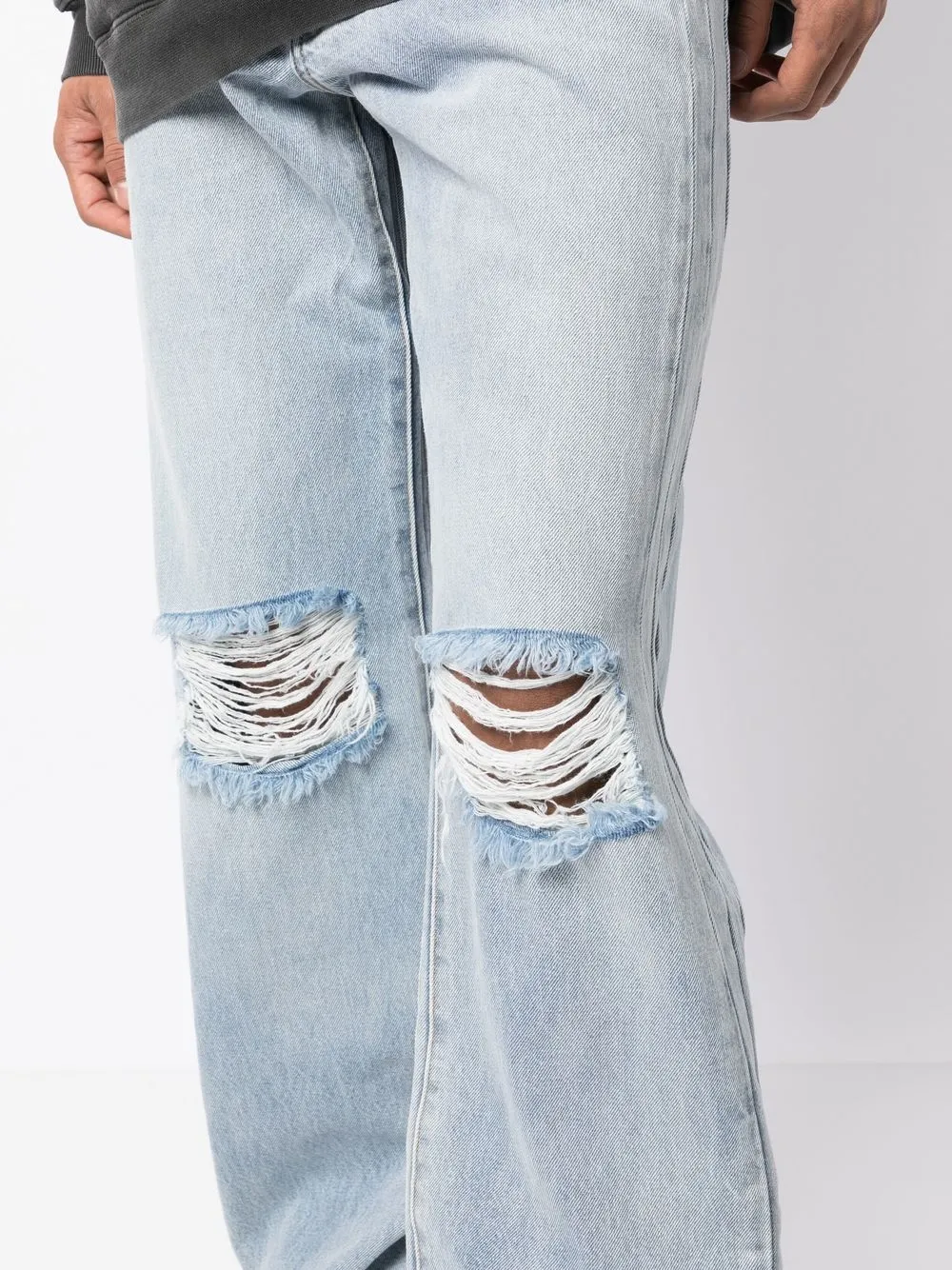 Vetements Rippedknee Wide Jeans In Blue ModeSens