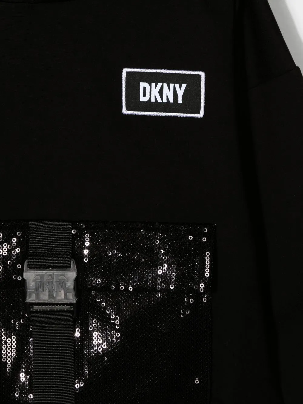 Dkny Kids HHoodie met pailletten 09B NERO