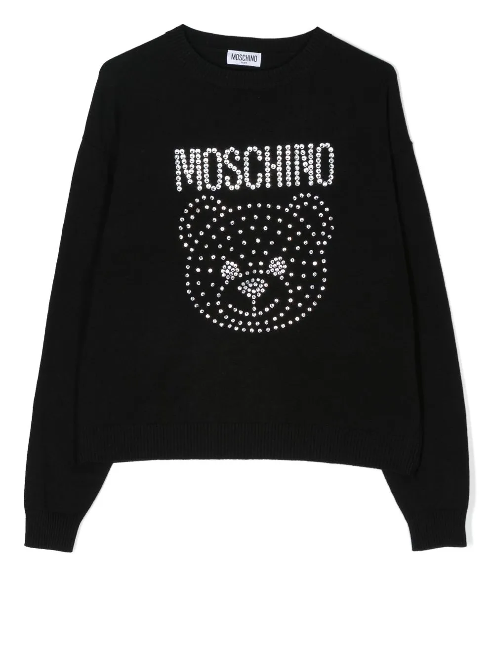 

Moschino Kids suéter tejido con detalles de strass - Negro