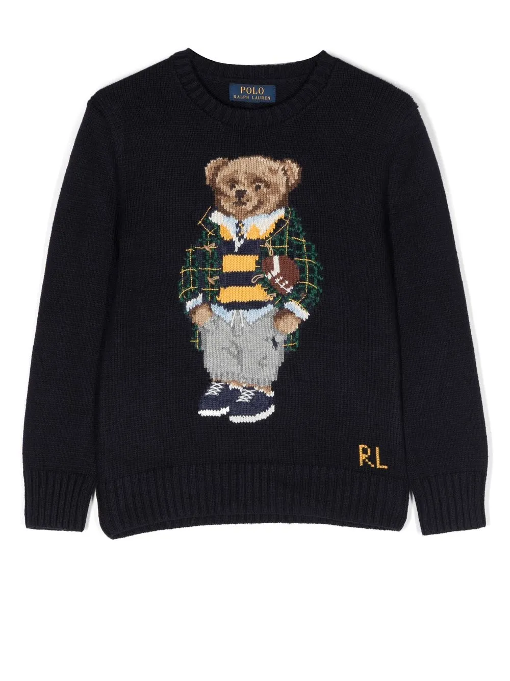 

Ralph Lauren Kids Polo Bear intarsia-knit jumper - Blue