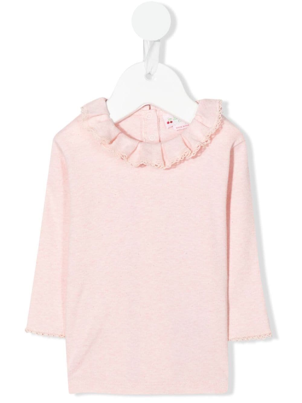 Bonpoint Babies' Ruffled-collar Fine-knit Top In Rosa