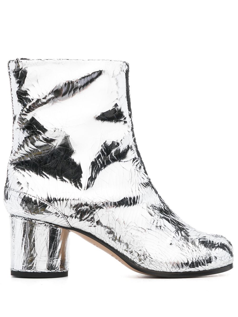 Shop Maison Margiela Tabi 60mm Mirror-effect Ankle Boots In Silver