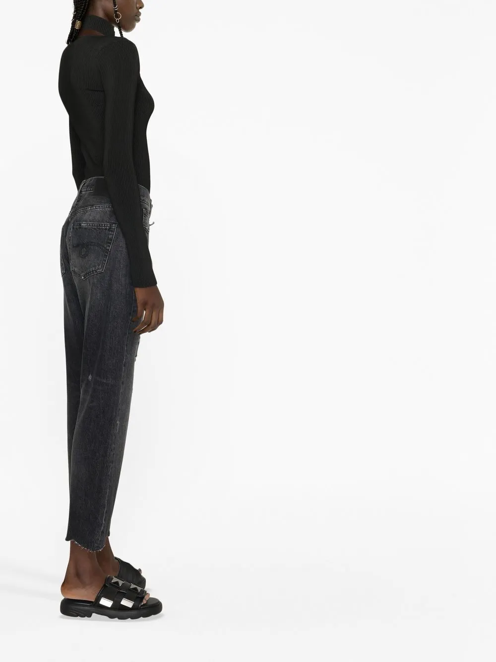  R13 Distressed-effect Cropped Jeans - Black 