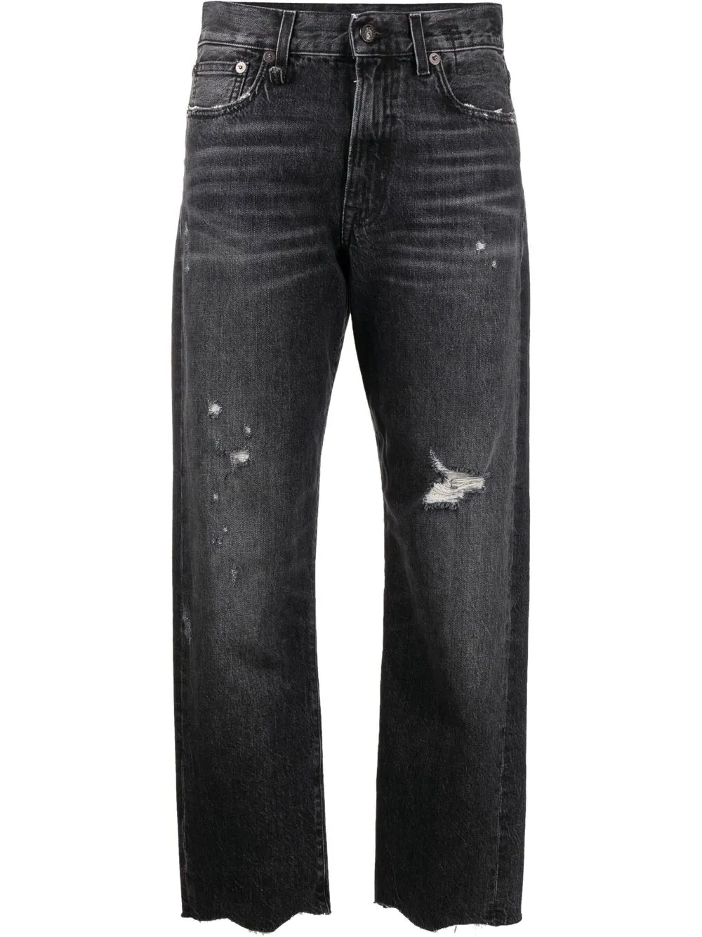 

R13 distressed-effect cropped jeans - Black