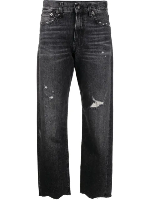 R13 distressed-effect cropped jeans