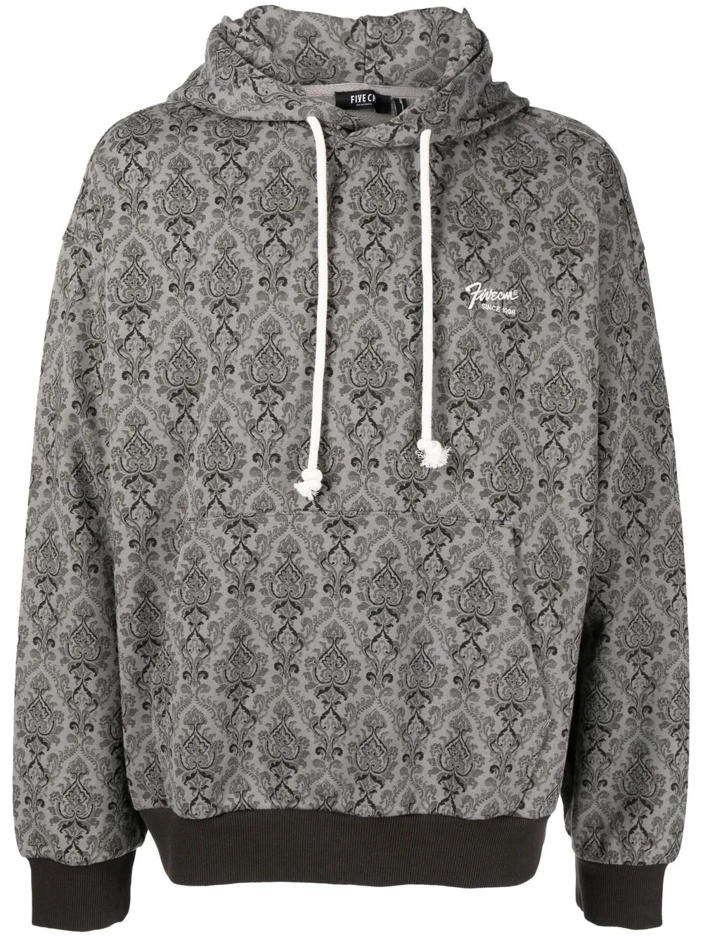 

FIVE CM hoodie con logo bordado y estampado de cachemira - Gris