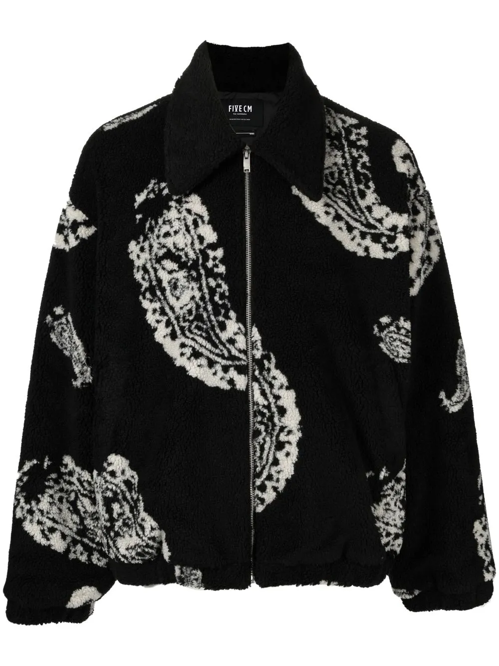 

FIVE CM patterned-jacquard fleece jacket - Black