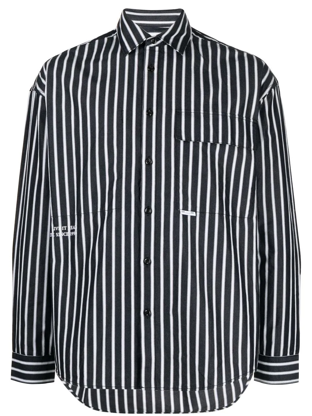 

izzue striped button-up shirt - Black