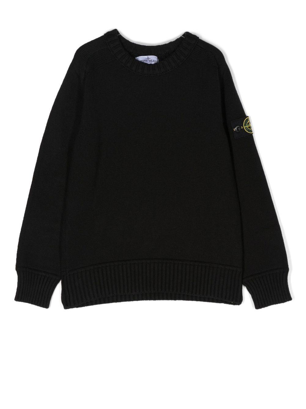 Stone Island Junior logo-patch crew-neck jumper - Black