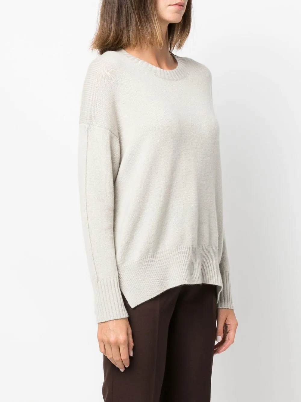 Allude Ribbed-trim Crew-neck Jumper In Nude