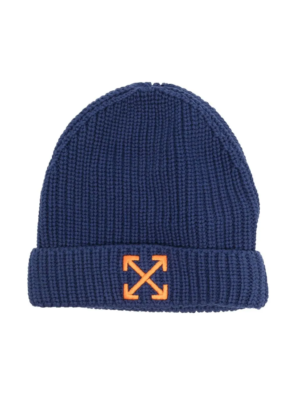 

Off-White Kids gorro de canalé con logo bordado - Azul