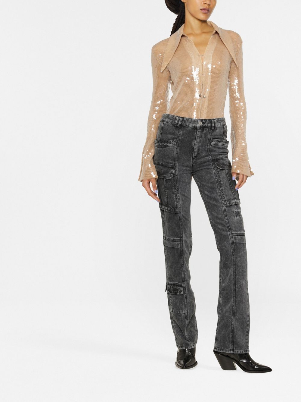 Shop Isabel Marant Distressed-effect Denim Jeans In 黑色