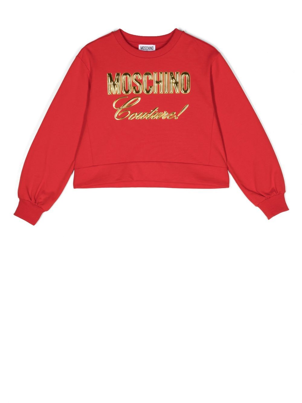 Moschino Kids' Debossed-logo Crew-neck Sweatshirt In Red