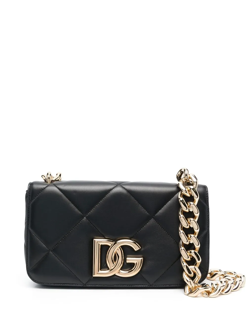 Dolce & Gabbana 3.5 Diamond-quilted Shoulder Bag In Black