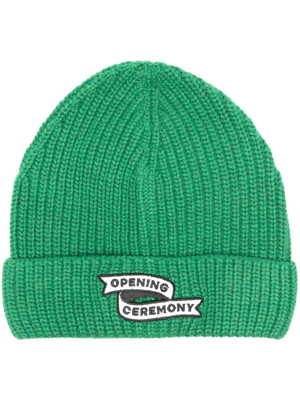 

Opening Ceremony logo-patch ribbed beanie - Green