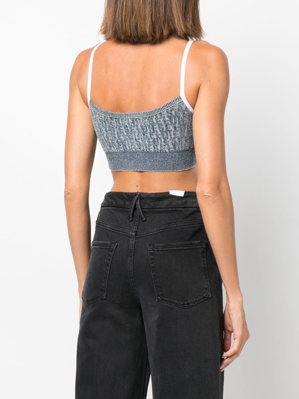 M-Ercilla jacquard-logo cropped top