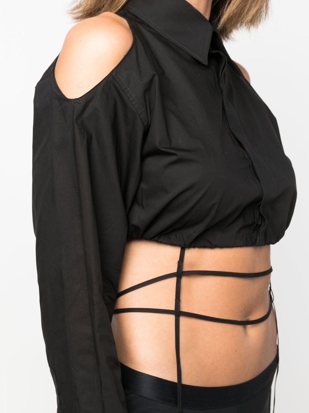 Shop Nensi Dojaka Cut-out Detail Cropped Shirt In Black