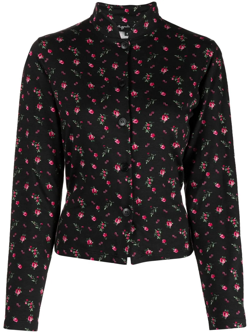 

agnès b. camisa con botones y estampado floral - Negro