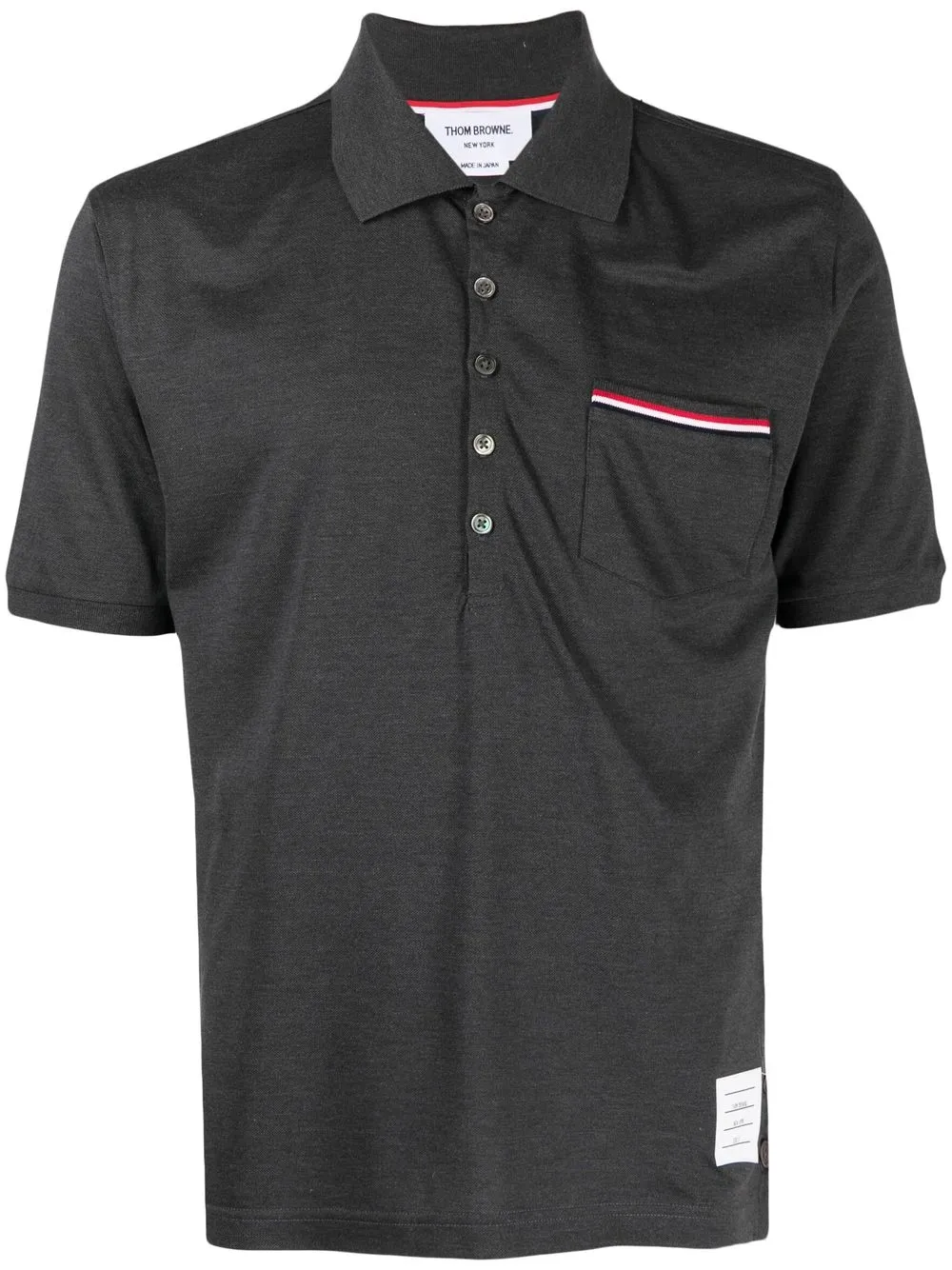 

Thom Browne playera tipo polo con rayas RWB - Gris