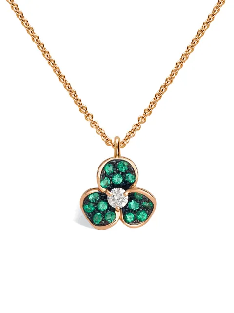 LEO PIZZO 18 rose gold Candy Flora diamond and emerald pendant necklace