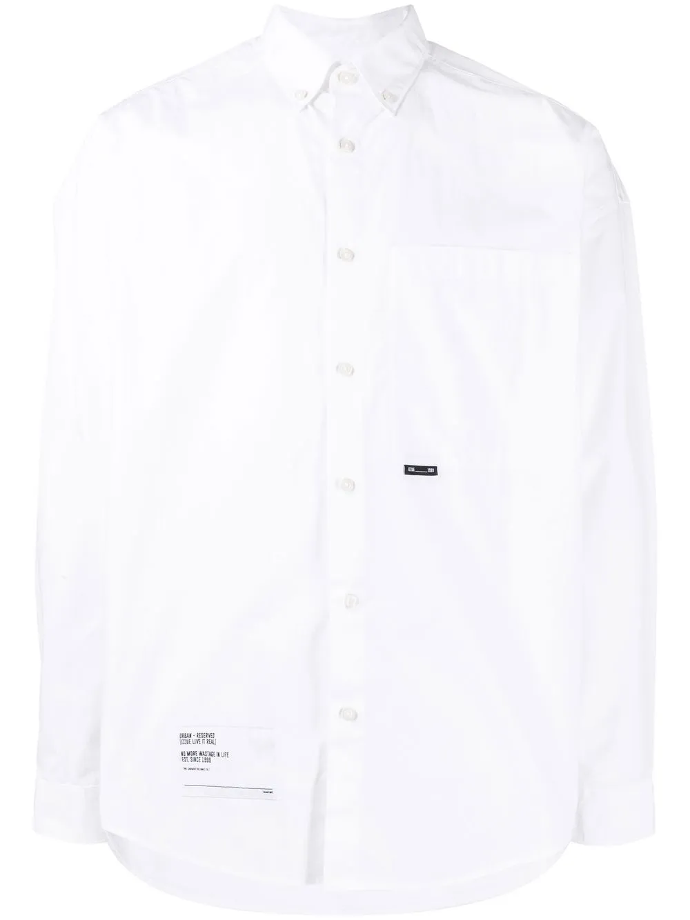 

izzue logo-patch button-down shirt - White