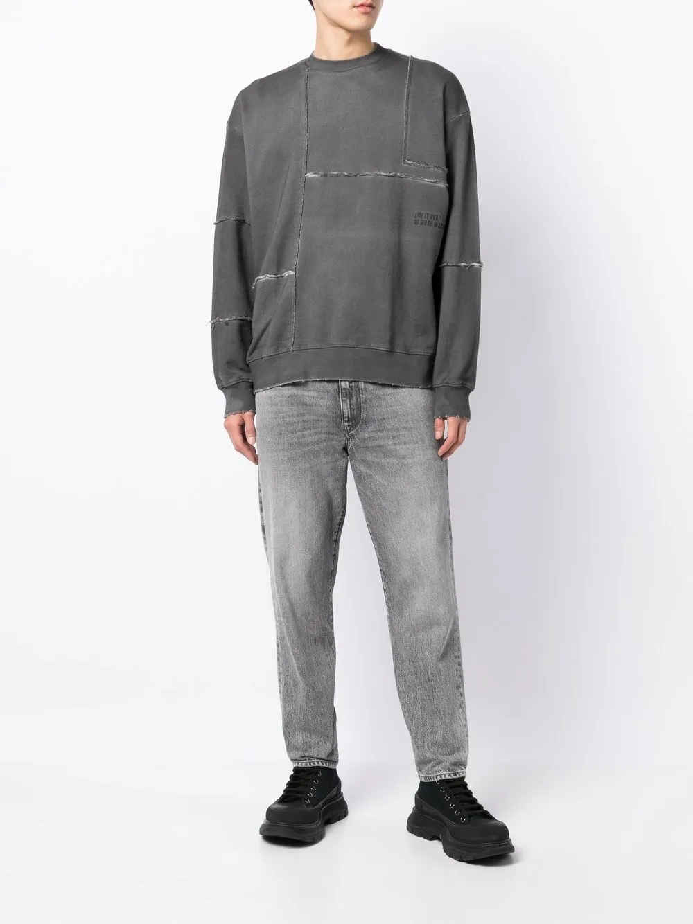izzue Sweater met geborduurd patchwork - Grijs