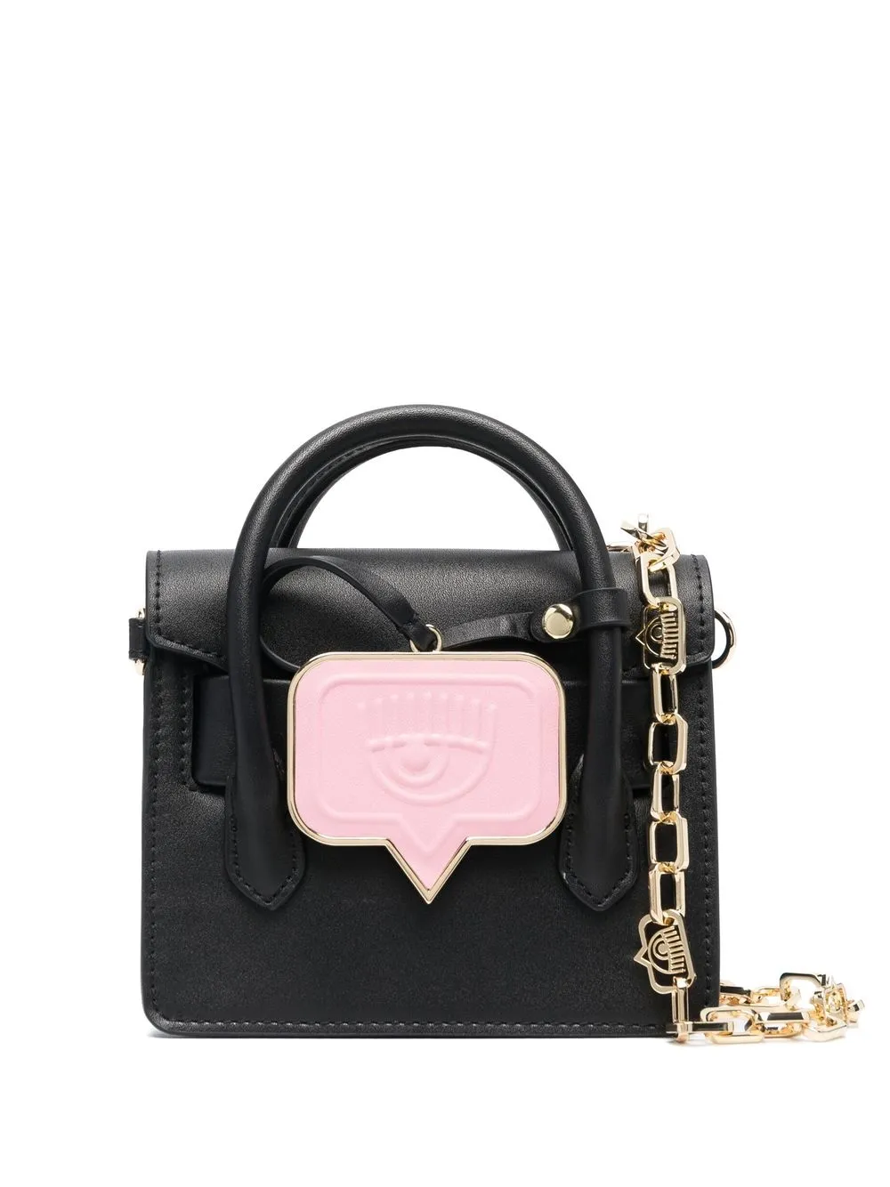 

Chiara Ferragni bolsa K Like mini con placa del logo - Negro