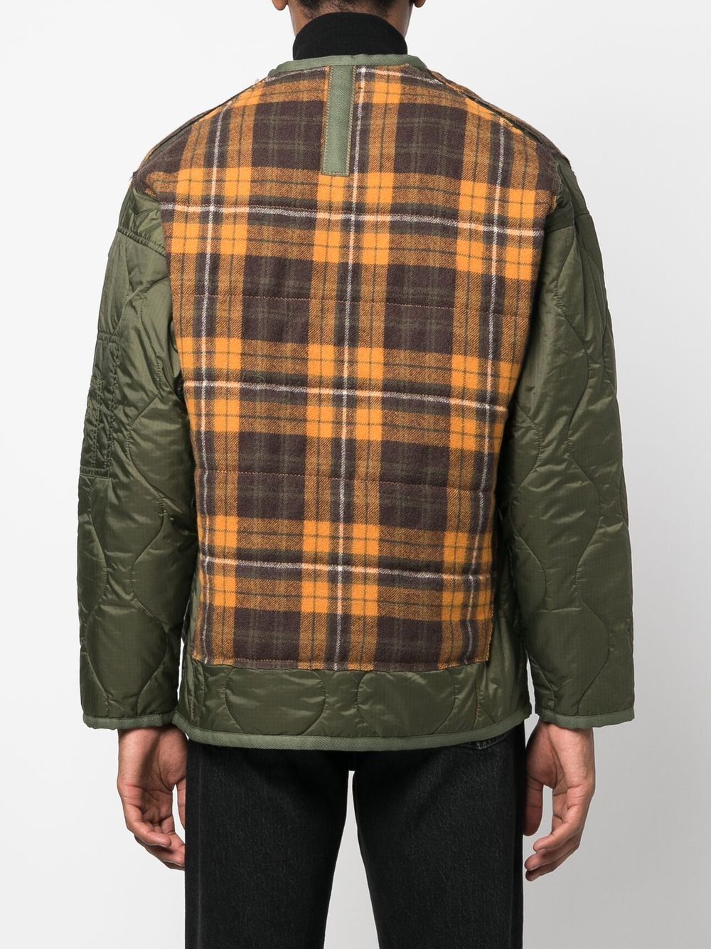 Shop President's Check-pattern Quilted Jacket In Green